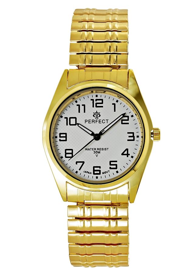 Zegarek damski Bransoleta rozciągana Biała tarcza PERFECT X018-3 Złota bransoleta