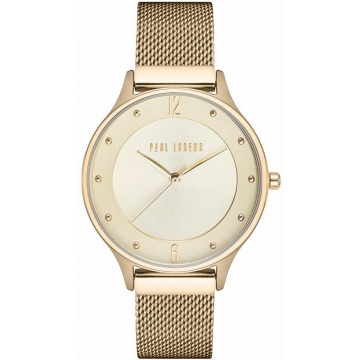Zegarek damski Paul Lorens PL10317B9-4D1 na złotej bransolecie mesh, złota tarcza