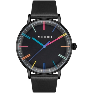 Zegarek damski Paul Lorens PL12445A-1A1 na pasku czarnym, czarna tarcza