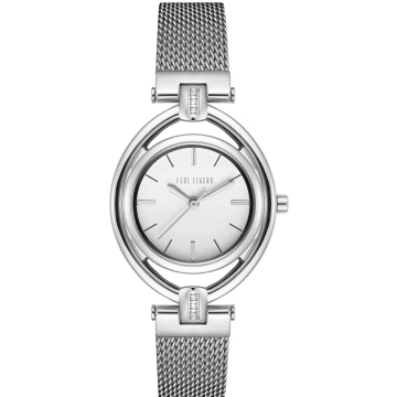 Zegarek damski Paul Lorens PL13628B-3C1 na srebrnej bransolecie mesh, biała tarcza