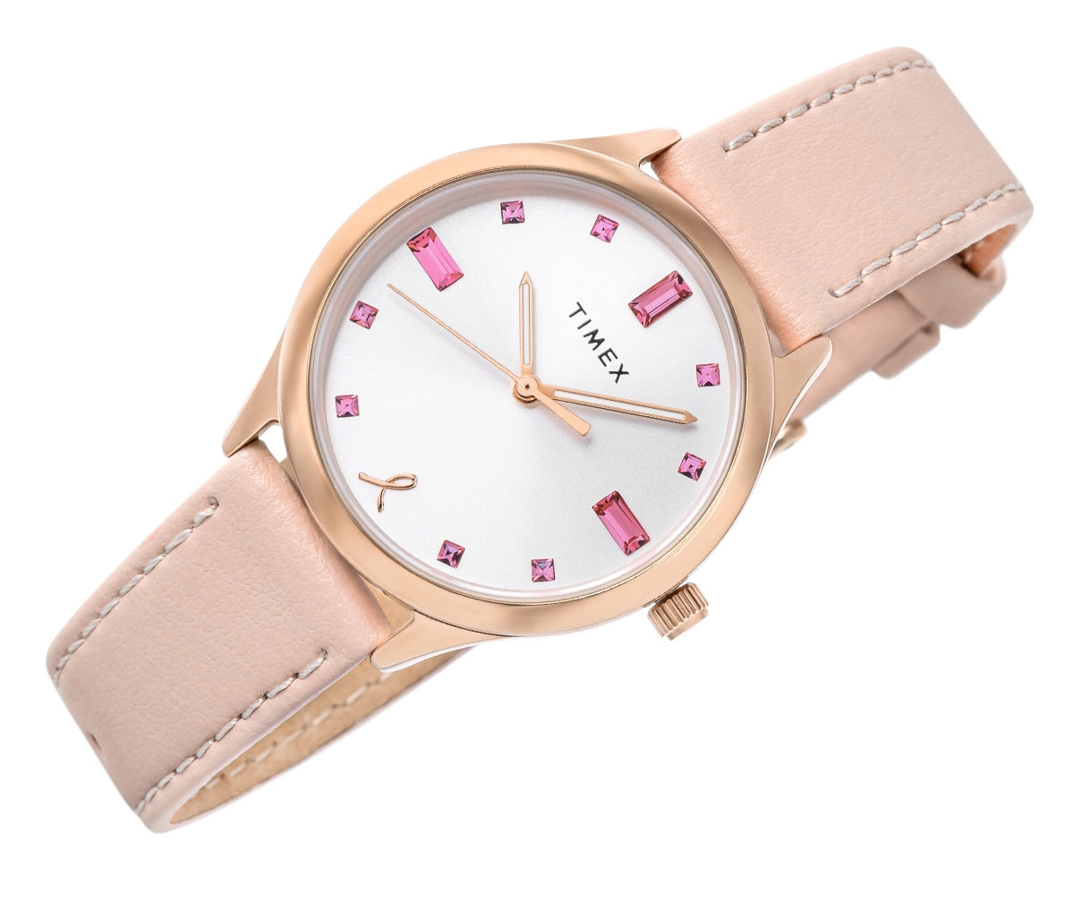 Zegarek damski Timex x BCRF TW2V95800 na pasku różowym, srebrna tarcza, WR50 - zdjęcie 2 Zegarek damski Timex x BCRF TW2V95800 na pasku różowym, srebrna tarcza, WR50 - zdjęcie 2