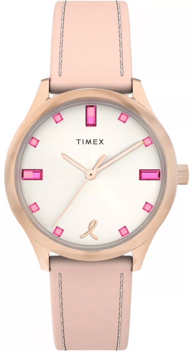 Zegarek damski Timex x BCRF TW2V95800 na pasku różowym, srebrna tarcza, WR50 Zegarek damski Timex x BCRF TW2V95800 na pasku różowym, srebrna tarcza, WR50