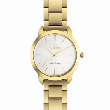 Zegarek damski G.Rossi 10659B-3D1 na bransolecie złotej, srebrna tarcza