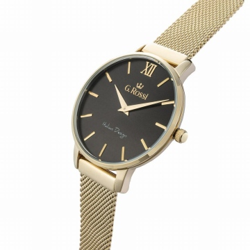 Zegarek Damski Złoty z Czarną tarczą G.Rossi 12177B-1D1