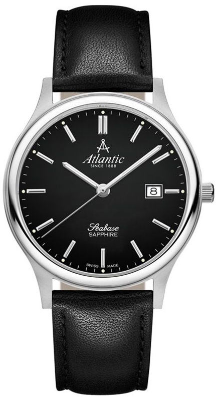 Zegarek męski Atlantic Seabase 60343.41.61 na pasku czarnym, czarna tarcza Zegarek męski Atlantic Seabase 60343.41.61 na pasku czarnym, czarna tarcza
