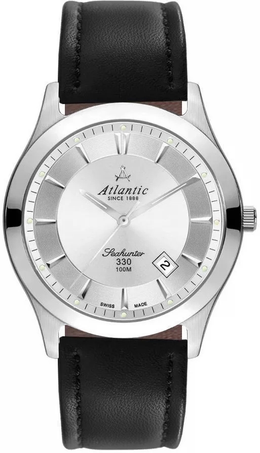 Zegarek męski Atlantic Seahunter 71360.41.21 na pasku czarnym, srebrna tarcza Zegarek męski Atlantic Seahunter 71360.41.21 na pasku czarnym, srebrna tarcza