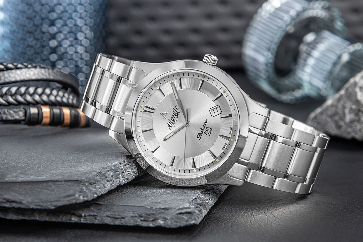 Zegarek męski Atlantic Seahunter 71365.41.21 na bransolecie srebrnej, srebrna tarcza - zdjęcie 6 Zegarek męski Atlantic Seahunter 71365.41.21 na bransolecie srebrnej, srebrna tarcza - zdjęcie 6