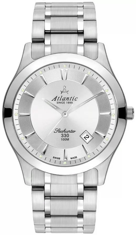 Zegarek męski Atlantic Seahunter 71365.41.21 na bransolecie srebrnej, srebrna tarcza Zegarek męski Atlantic Seahunter 71365.41.21 na bransolecie srebrnej, srebrna tarcza