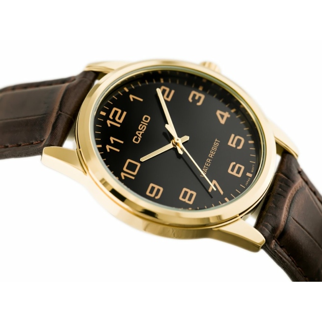 Zegarek Męski Brązowy pasek CASIO MTP-V001GL-1BUDF