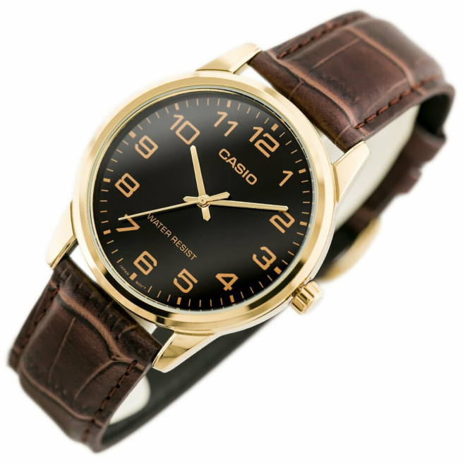 Zegarek Męski Brązowy pasek CASIO MTP-V001GL-1BUDF
