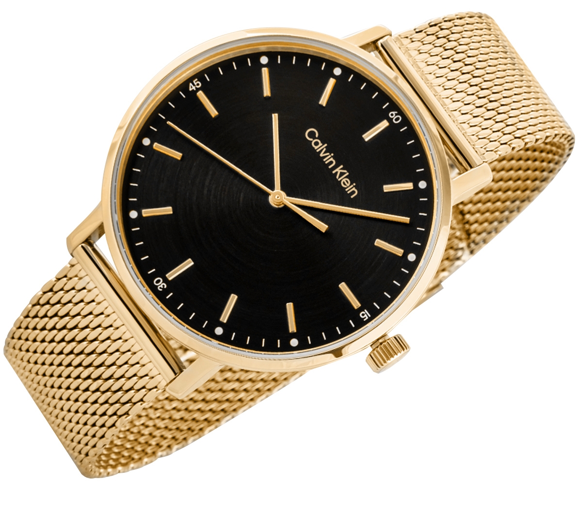Zegarek męski CALVIN KLEIN Modern Mesh 25200049 na bransolecie złotej ...