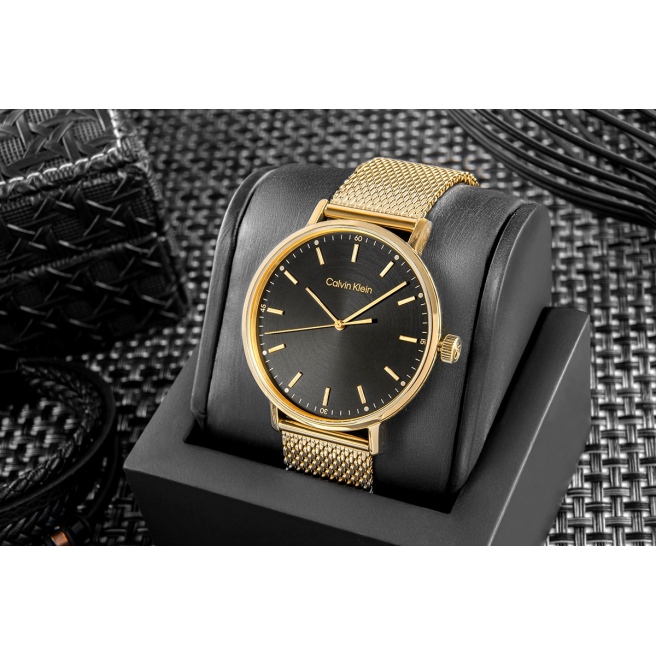 Zegarek męski CALVIN KLEIN Modern Mesh 25200049 na bransolecie złotej ...