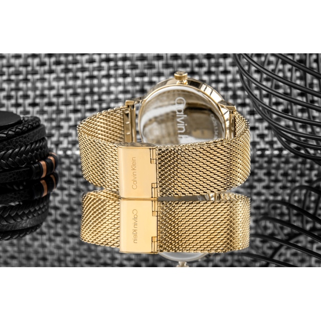 Zegarek męski CALVIN KLEIN Modern Mesh 25200049 na bransolecie złotej ...