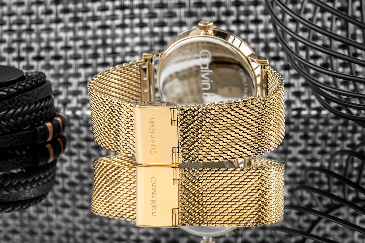 Zegarek męski CALVIN KLEIN Modern Mesh 25200049 na bransolecie złotej ...