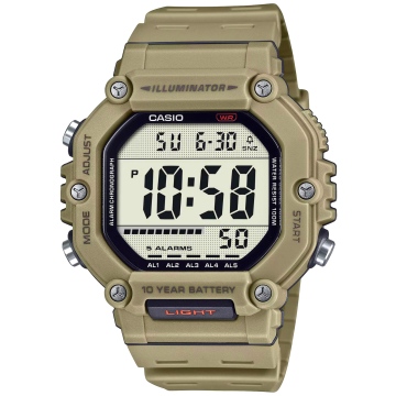 Zegarek męski CASIO AE-1600H-5AVDF na pasku zielonym, czarna tarcza WR100