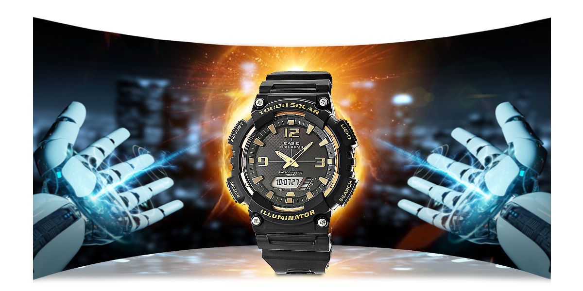 Zegarek męski Casio AQ-S810W-1A3VDF na czarnym pasku, czarna tarcza - zdjęcie 4 Zegarek męski Casio AQ-S810W-1A3VDF na czarnym pasku, czarna tarcza - zdjęcie 4