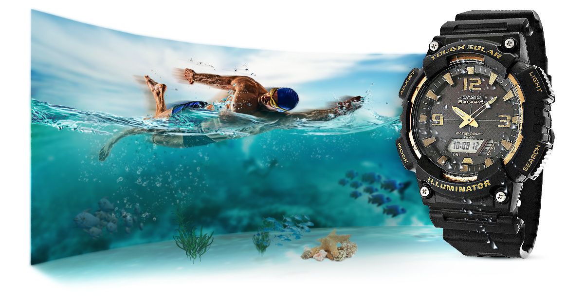 Zegarek męski Casio AQ-S810W-1A3VDF na czarnym pasku, czarna tarcza - zdjęcie 5 Zegarek męski Casio AQ-S810W-1A3VDF na czarnym pasku, czarna tarcza - zdjęcie 5
