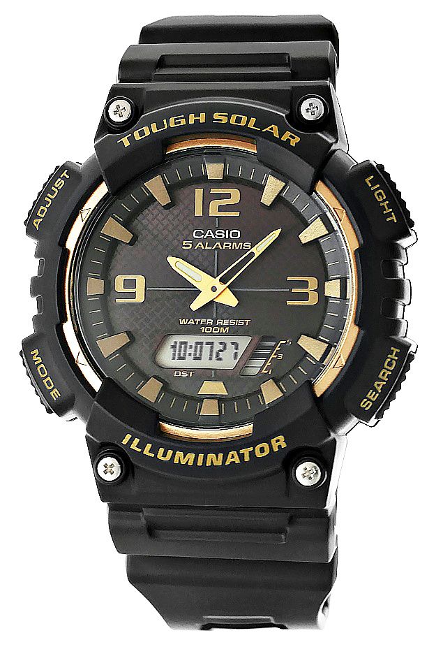 Zegarek męski Casio AQ-S810W-1A3VDF na czarnym pasku, czarna tarcza Zegarek męski Casio AQ-S810W-1A3VDF na czarnym pasku, czarna tarcza