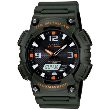 Zegarek męski Casio AQ-S810W-3AVDF na zielonym pasku, czarna tarcza