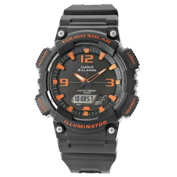 Zegarek męski Casio AQ-S810W-8AVDF na czarnym pasku, czarna tarcza