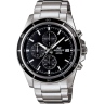 Zegarek męski Casio Edifice EFR-526D-1AVUEF na srebrnej bransolecie, czarna tarcza