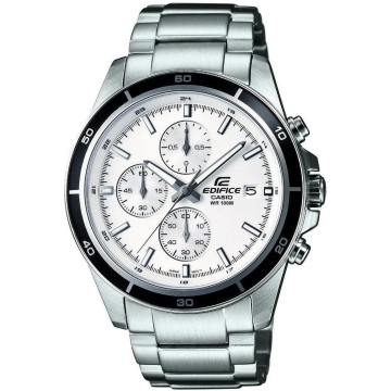Zegarek męski Casio Edifice EFR-526D-7AVUEF na srebrnej bransolecie, biała tarcza