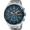 Zegarek męski Casio Edifice EFR-539D-1A2VUEF na srebrnej bransolecie, czarna tarcza