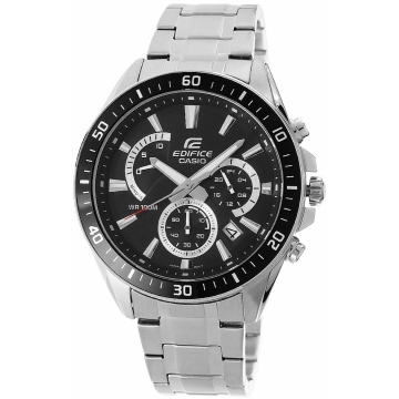 Zegarek męski Casio Edifice EFR-552D-1AVUDF na bransolecie srebrnej, czarna tarcza
