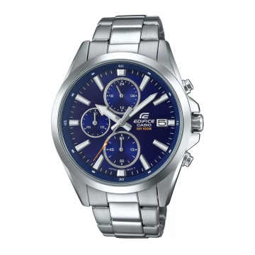 Zegarek męski Casio EDIFICE EFV-560D-2AVUEF na bransolecie srebrnej, niebieska tarcza