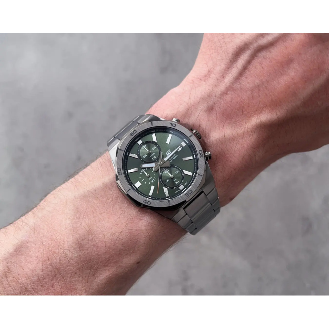 Zegarek Męski Zielona tarcza CASIO EDIFICE EFV-640DC-3AVUEF + BOX