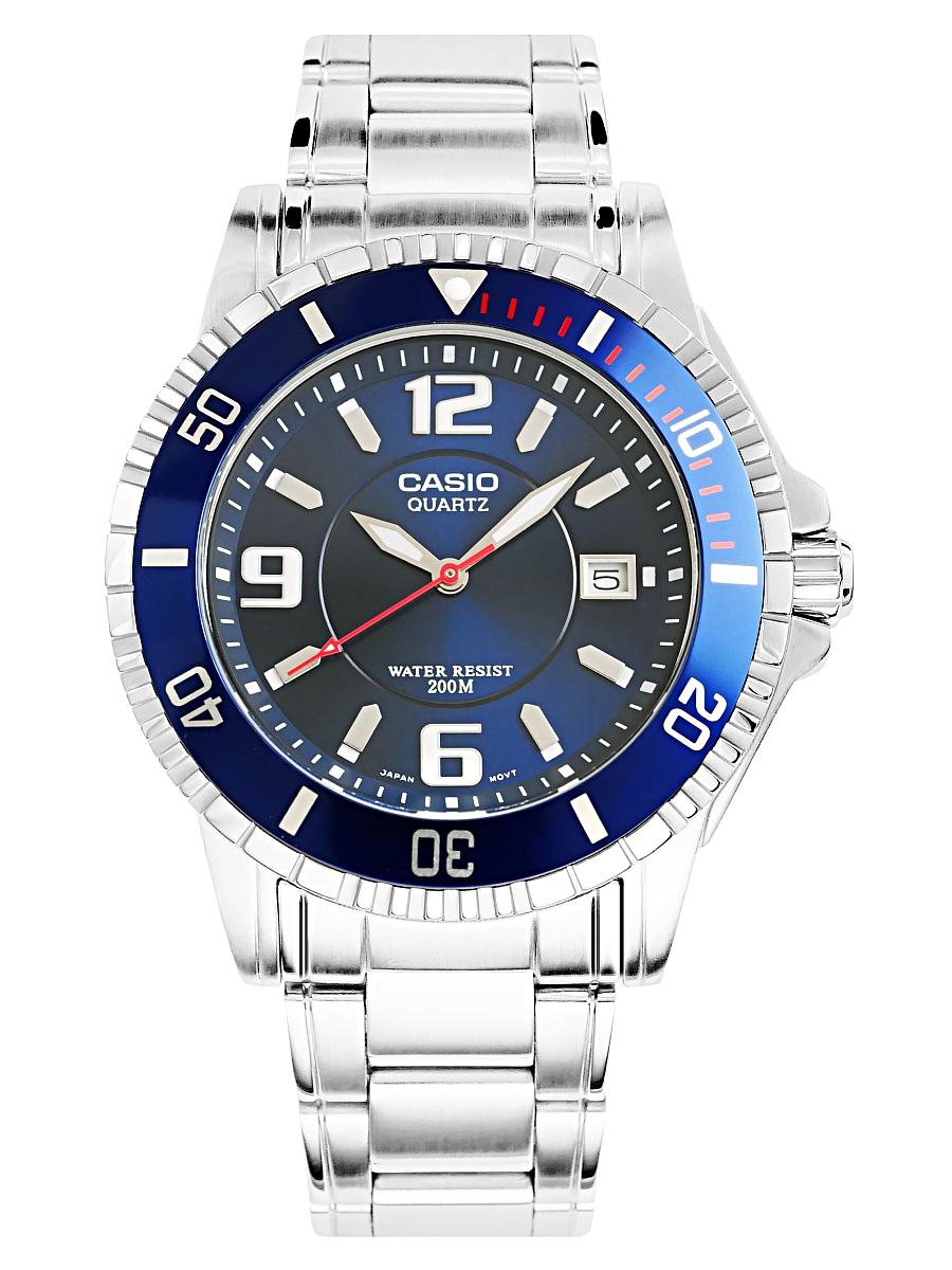 Zegarek męski Casio MTD-1053D-2AVES na srebrnej bransolecie, niebieska tarcza - zdjęcie 2 Zegarek męski Casio MTD-1053D-2AVES na srebrnej bransolecie, niebieska tarcza - zdjęcie 2