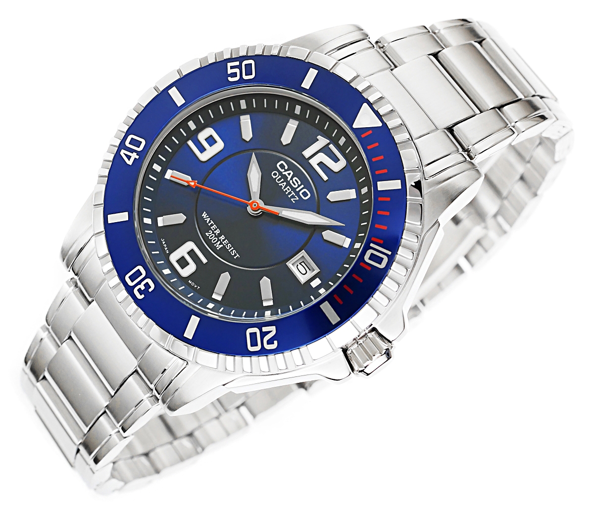 Zegarek męski Casio MTD-1053D-2AVES na srebrnej bransolecie, niebieska tarcza - zdjęcie 5 Zegarek męski Casio MTD-1053D-2AVES na srebrnej bransolecie, niebieska tarcza - zdjęcie 5