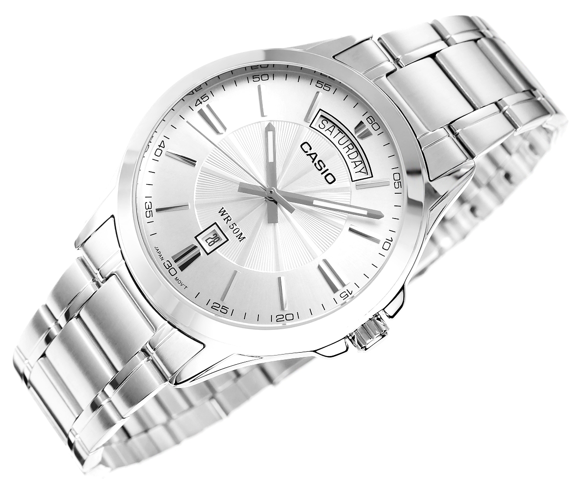 Zegarek męski Casio MTP-1381D-7AVDF na srebrnej bransolecie, srebrna tarcza - zdjęcie 4 Zegarek męski Casio MTP-1381D-7AVDF na srebrnej bransolecie, srebrna tarcza - zdjęcie 4