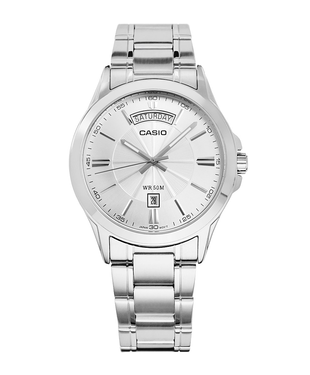 Zegarek męski Casio MTP-1381D-7AVDF na srebrnej bransolecie, srebrna tarcza - zdjęcie 6 Zegarek męski Casio MTP-1381D-7AVDF na srebrnej bransolecie, srebrna tarcza - zdjęcie 6