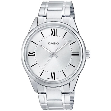 Zegarek męski Casio MTP-V005D-7B5UDF na srebrnej bransolecie, srebrna tarcza