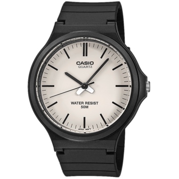 Zegarek męski Casio MW-240-7EVEF na czarnym pasku, biała tarcza