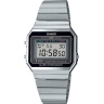 Zegarek uniseks Casio Vintage A700W-1ADF na srebrnej bransolecie, czarna tarcza
