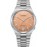 Zegarek męski Citizen Tsuyosa NJ0159-86Z na bransolecie srebrnej, pomarańczowa tarcza, automatyczny, WR50