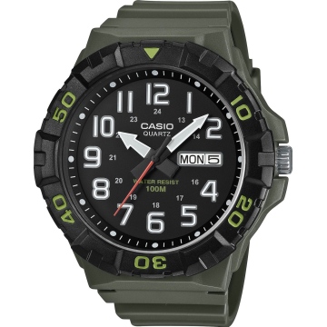 Zegarek męski Casio MRW-210H-3AVDF na zielonym pasku, czarna tarcza