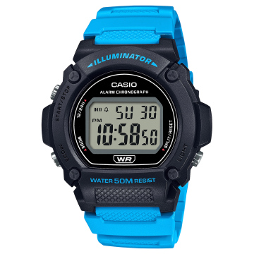 Zegarek męski Casio W-219H-2A2VEF na pasku niebieskim, czarny wyświetlacz