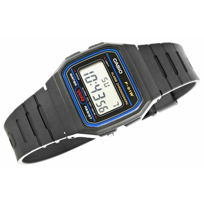 Zegarek Męski Czarny CASIO F-91W-1DG Retro Sport