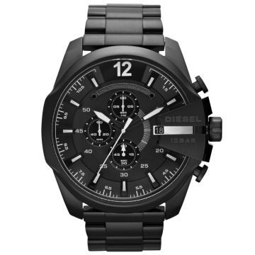 Zegarek męski Diesel MEGA CHIEF DZ4283 na bransolecie czarnej, czarna tarcza, WR100