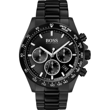 Zegarek męski Hugo Boss HERO 1513754 na bransolecie czarnej, czarna tarcza, WR50