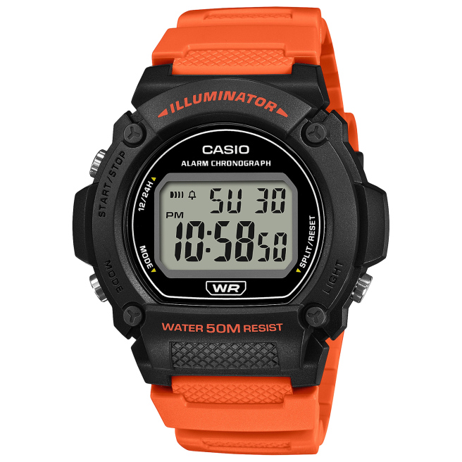 Zegarek Męski Elektroniczny CASIO Pomarańczowy W-219H-4AVDF