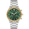 Zegarek męski Emporio Armani Mario AR11454 na bransolecie srebrnej, zielona tarcza
