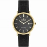Zegarek damski marki G.Rossi na białym skórzanym pasku. Złote wskazówki i indeksy na białej tarczy z minutami. Złota koperta zegarka w rozmiarze 34 mm.
