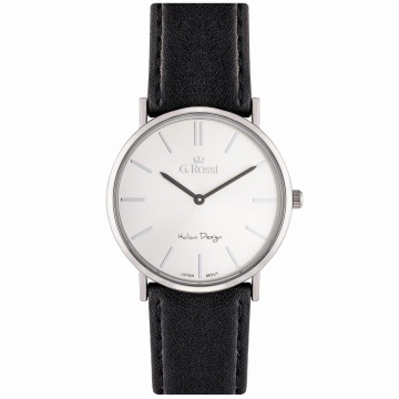 Zegarek męski G.Rossi 8709A2-3A1 na pasku czarnym, srebrna tarcza