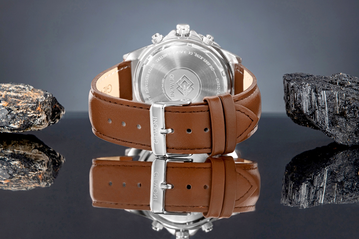 Zegarek męski Giewont GW3520-A5 Chronograph Sapphire na pasku brązowym, niebieska tarcza - zdjęcie 6 Zegarek męski Giewont GW3520-A5 Chronograph Sapphire na pasku brązowym, niebieska tarcza - zdjęcie 6