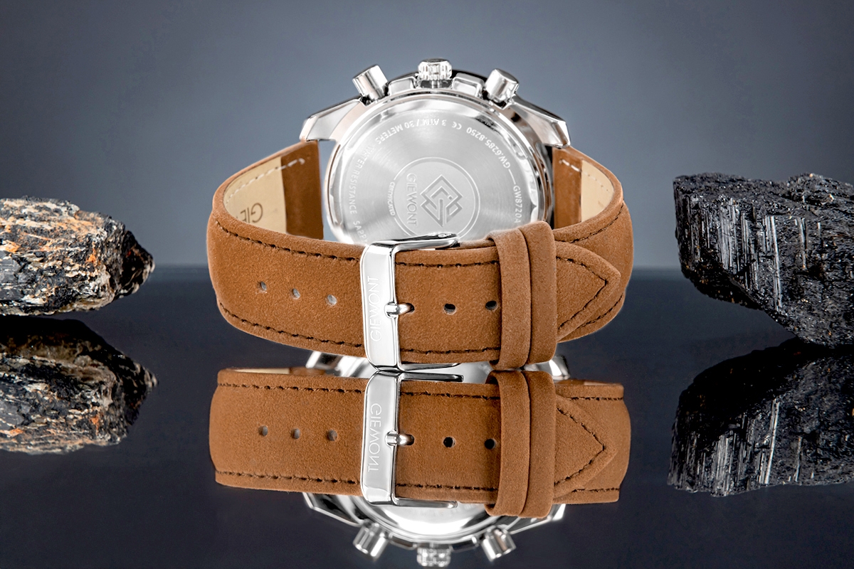 Zegarek męski Giewont GW8720-A1 Chronograph Sapphire na pasku brązowym, czarna tarcza - zdjęcie 6 Zegarek męski Giewont GW8720-A1 Chronograph Sapphire na pasku brązowym, czarna tarcza - zdjęcie 6