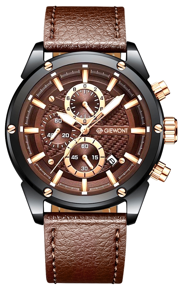 Zegarek męski Giewont GW8810-A3 Chronograph Sapphire na pasku brązowym, brązowa tarcza Zegarek męski Giewont GW8810-A3 Chronograph Sapphire na pasku brązowym, brązowa tarcza
